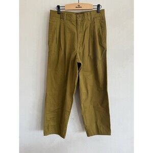 VTG Bugle Boy Pants Mens Small S Green Casual Tapered Chino Y2K Pleated